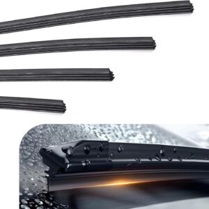4 PCS Wiper Blade Refill, 28" Silicone Frameless Windshield Wiper Refills, Adjustable Wiper Blade Inserts, Universal Front Rear Windshield Wiper Baldes Rubber Strip for Most Cars (Black)